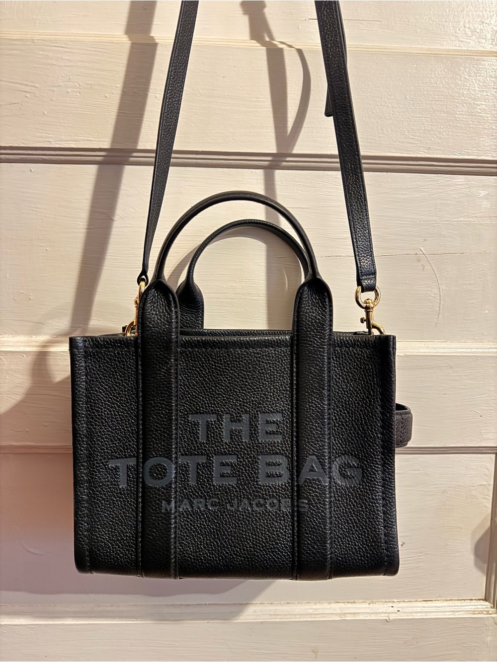 Marc Jacobs Black Pebbled Leather Tote with Top Handles